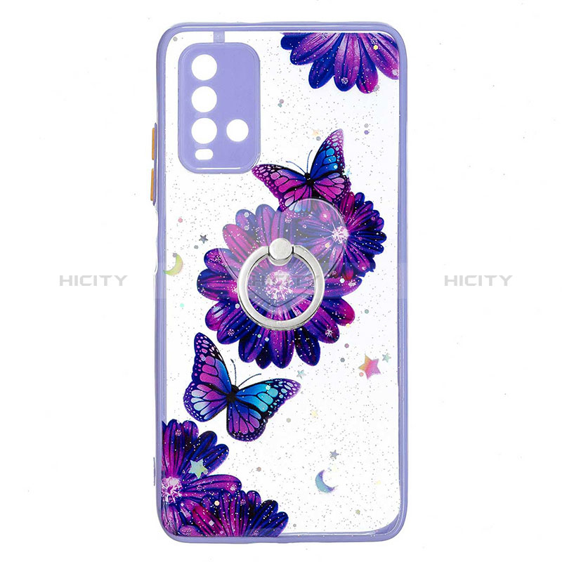 Coque Silicone Motif Fantaisie Souple Couleur Unie Etui Housse avec Support Bague Anneau Y01X pour Xiaomi Redmi 9 Power Plus