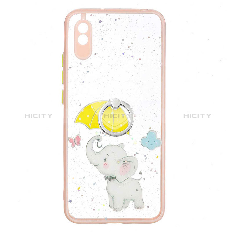 Coque Silicone Motif Fantaisie Souple Couleur Unie Etui Housse avec Support Bague Anneau Y01X pour Xiaomi Redmi 9A Plus