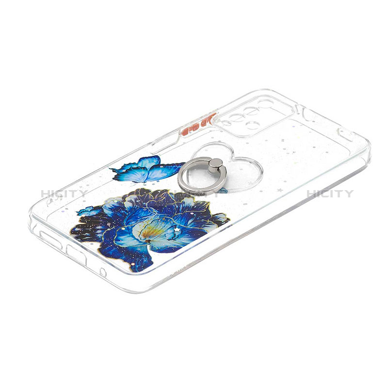 Coque Silicone Motif Fantaisie Souple Couleur Unie Etui Housse avec Support Bague Anneau Y01X pour Xiaomi Redmi 9T 4G Bleu Plus