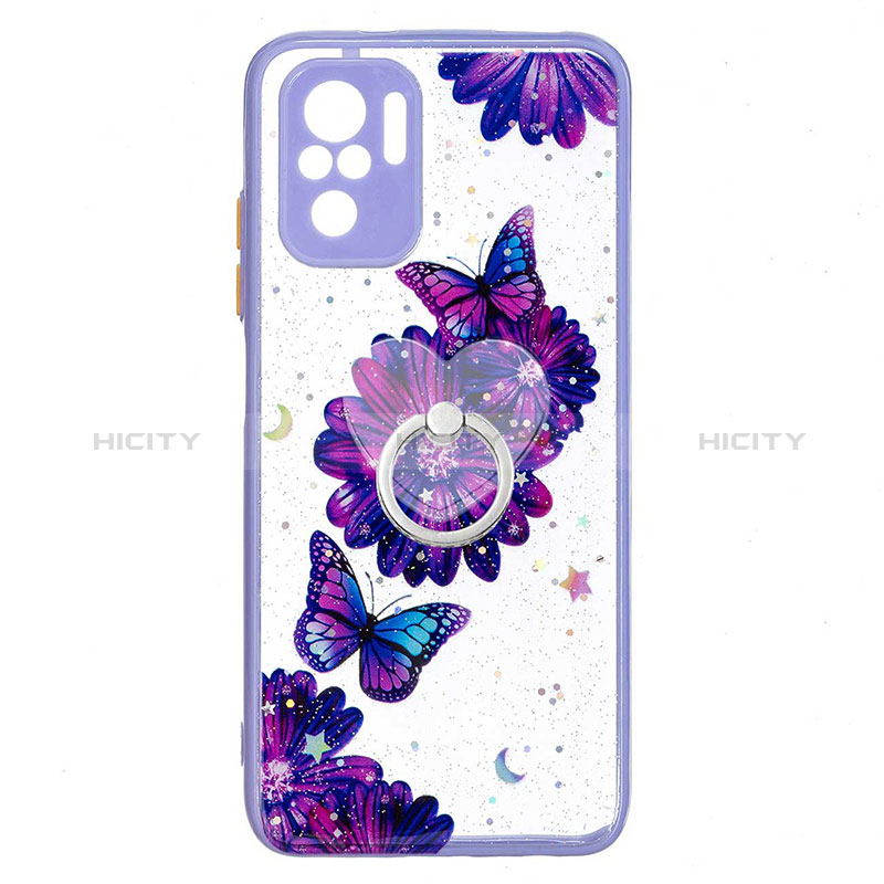 Coque Silicone Motif Fantaisie Souple Couleur Unie Etui Housse avec Support Bague Anneau Y01X pour Xiaomi Redmi Note 10 4G Plus