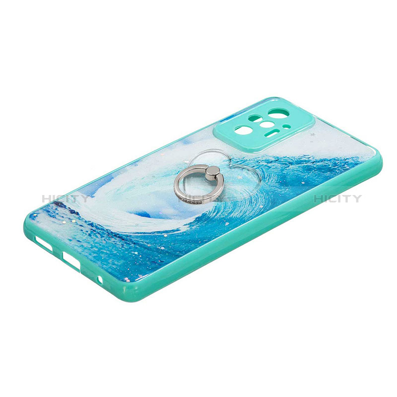 Coque Silicone Motif Fantaisie Souple Couleur Unie Etui Housse avec Support Bague Anneau Y01X pour Xiaomi Redmi Note 10 Pro 4G Vert Plus