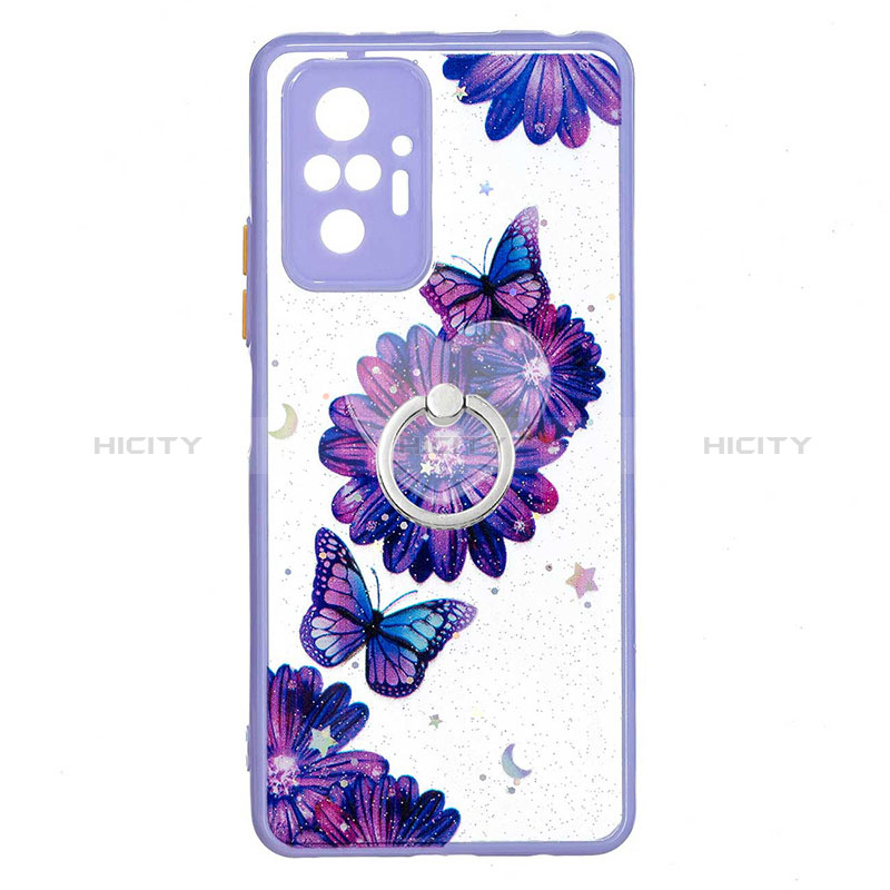 Coque Silicone Motif Fantaisie Souple Couleur Unie Etui Housse avec Support Bague Anneau Y01X pour Xiaomi Redmi Note 10 Pro Max Plus