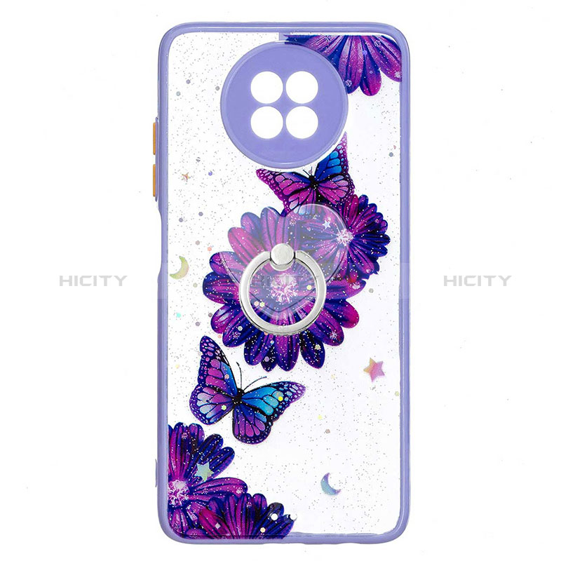 Coque Silicone Motif Fantaisie Souple Couleur Unie Etui Housse avec Support Bague Anneau Y01X pour Xiaomi Redmi Note 9T 5G Plus