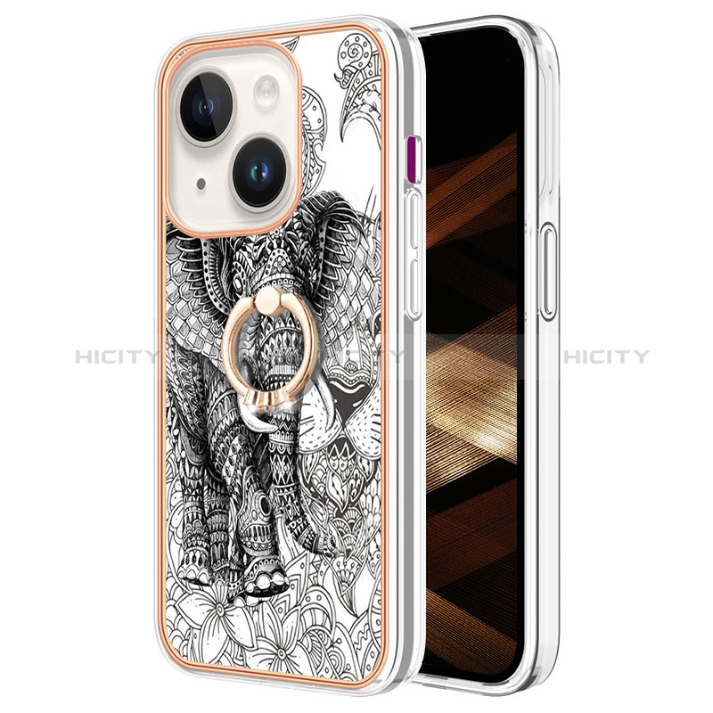 Coque Silicone Motif Fantaisie Souple Couleur Unie Etui Housse avec Support Bague Anneau Y02B pour Apple iPhone 14 Plus