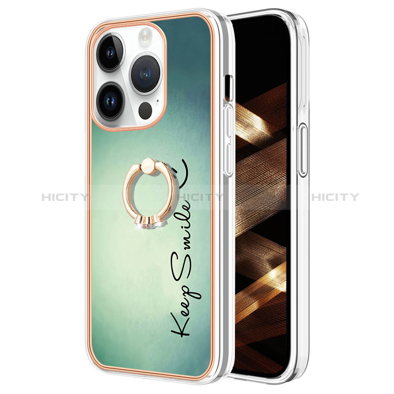 Coque Silicone Motif Fantaisie Souple Couleur Unie Etui Housse avec Support Bague Anneau Y02B pour Apple iPhone 14 Pro Plus