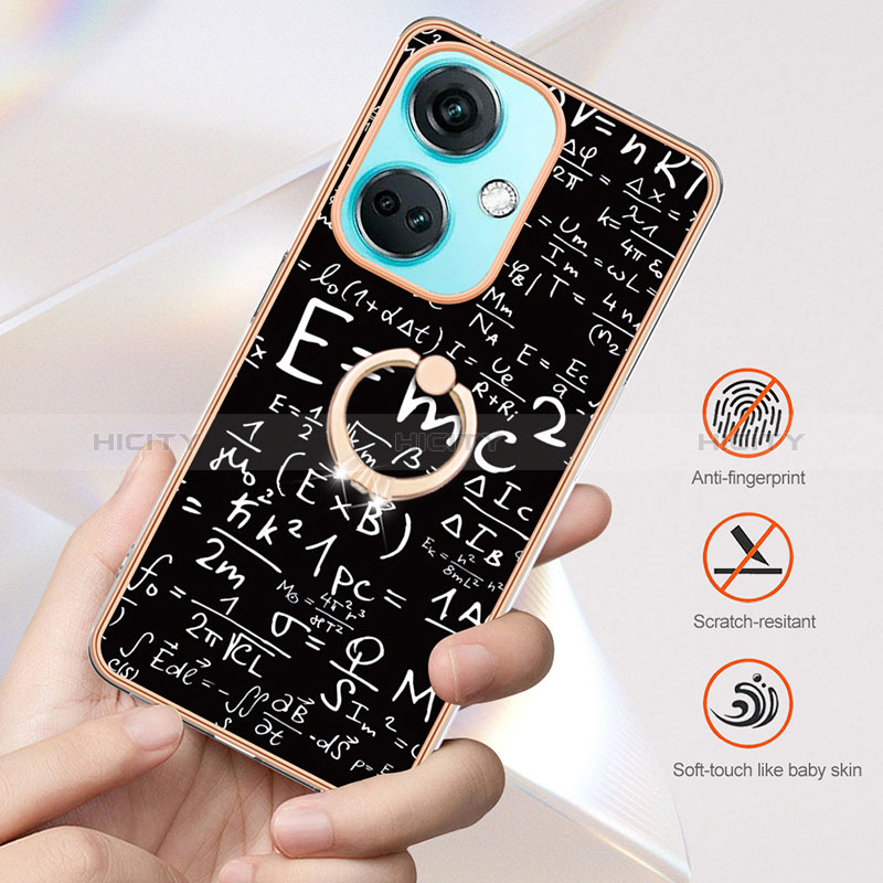 Coque Silicone Motif Fantaisie Souple Couleur Unie Etui Housse avec Support Bague Anneau Y02B pour OnePlus Nord CE 3 5G Plus