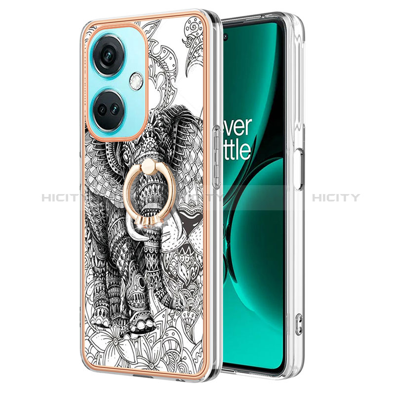 Coque Silicone Motif Fantaisie Souple Couleur Unie Etui Housse avec Support Bague Anneau Y02B pour OnePlus Nord CE 3 5G Plus