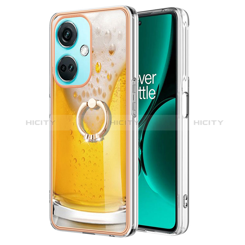 Coque Silicone Motif Fantaisie Souple Couleur Unie Etui Housse avec Support Bague Anneau Y02B pour OnePlus Nord CE 3 5G Plus