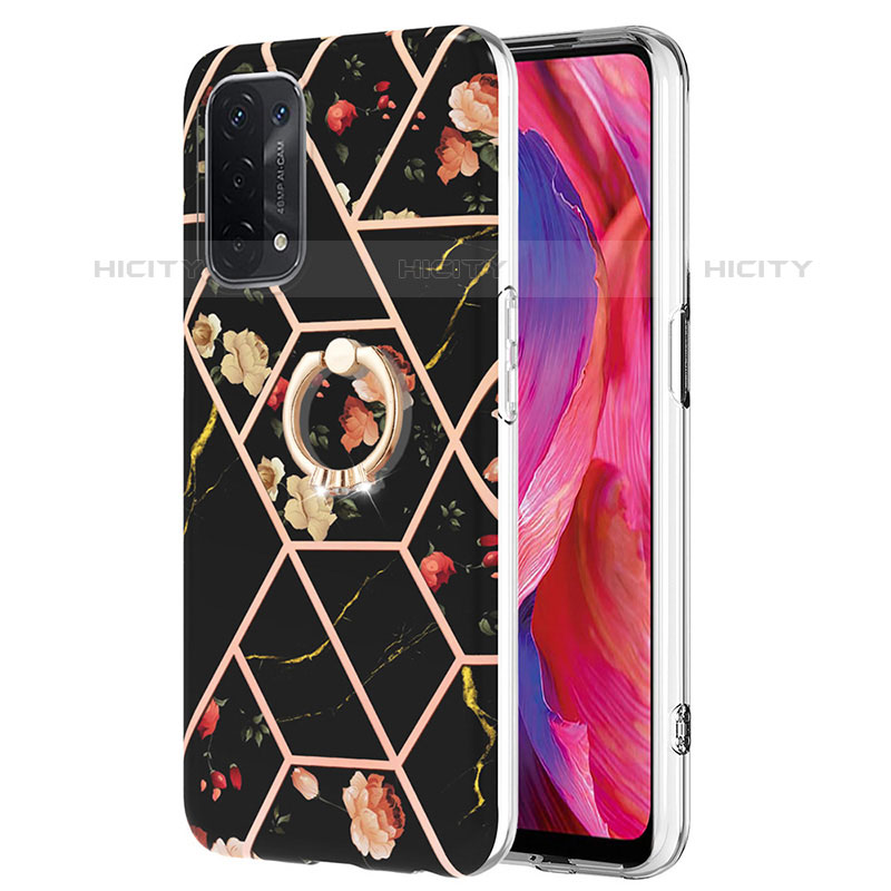 Coque Silicone Motif Fantaisie Souple Couleur Unie Etui Housse avec Support Bague Anneau Y02B pour OnePlus Nord N200 5G Noir Plus