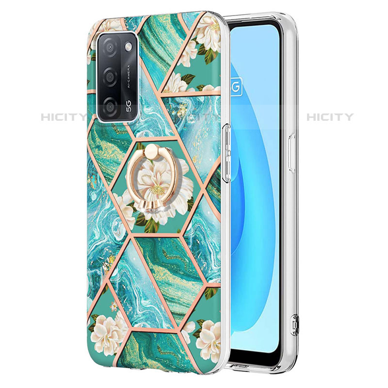 Coque Silicone Motif Fantaisie Souple Couleur Unie Etui Housse avec Support Bague Anneau Y02B pour Oppo A53s 5G Plus