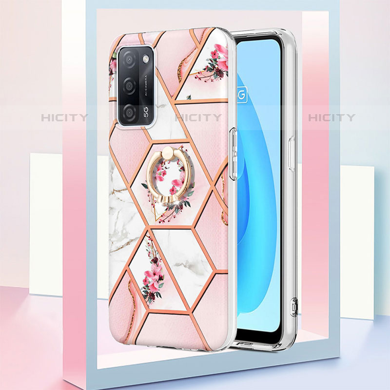 Coque Silicone Motif Fantaisie Souple Couleur Unie Etui Housse avec Support Bague Anneau Y02B pour Oppo A53s 5G Plus