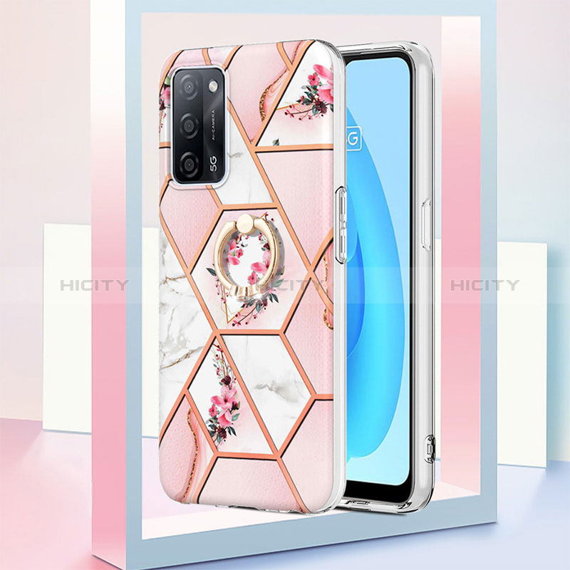 Coque Silicone Motif Fantaisie Souple Couleur Unie Etui Housse avec Support Bague Anneau Y02B pour Oppo A56 5G Plus