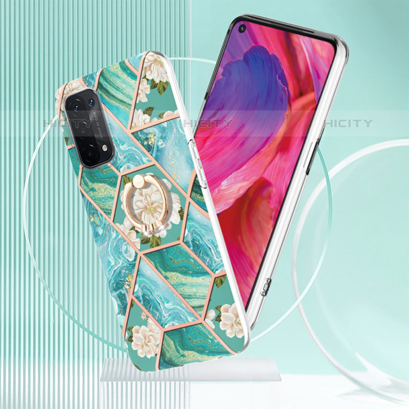 Coque Silicone Motif Fantaisie Souple Couleur Unie Etui Housse avec Support Bague Anneau Y02B pour Oppo A93 5G Plus