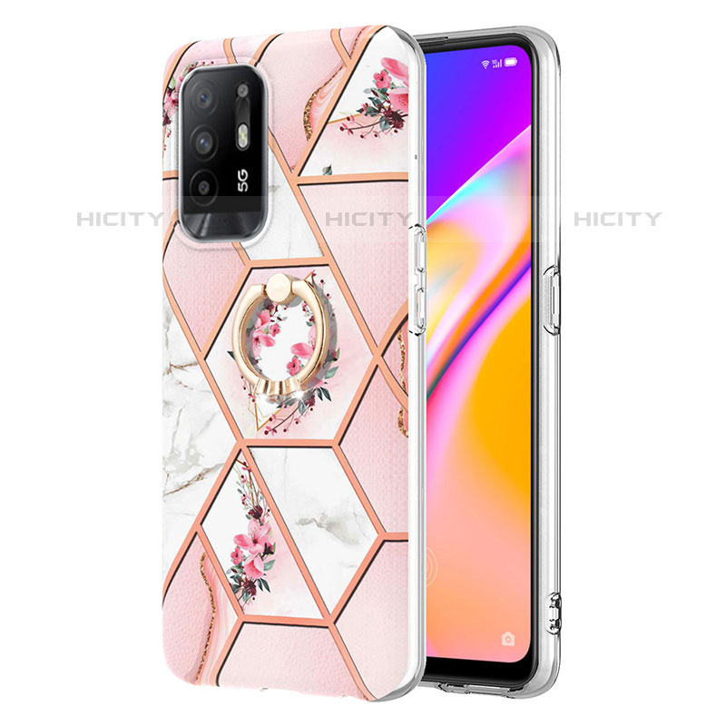 Coque Silicone Motif Fantaisie Souple Couleur Unie Etui Housse avec Support Bague Anneau Y02B pour Oppo A95 5G Plus