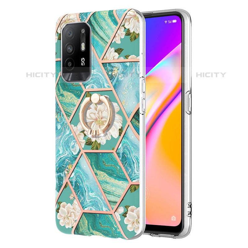 Coque Silicone Motif Fantaisie Souple Couleur Unie Etui Housse avec Support Bague Anneau Y02B pour Oppo A95 5G Plus