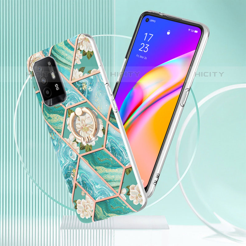 Coque Silicone Motif Fantaisie Souple Couleur Unie Etui Housse avec Support Bague Anneau Y02B pour Oppo A95 5G Plus