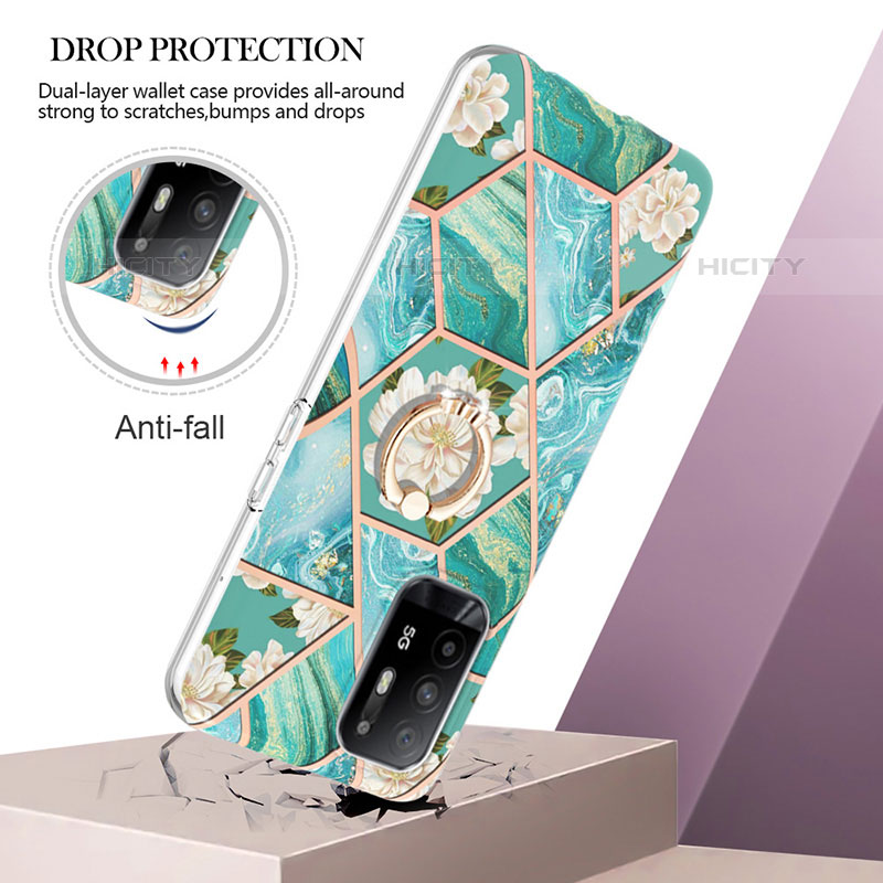 Coque Silicone Motif Fantaisie Souple Couleur Unie Etui Housse avec Support Bague Anneau Y02B pour Oppo A95 5G Plus