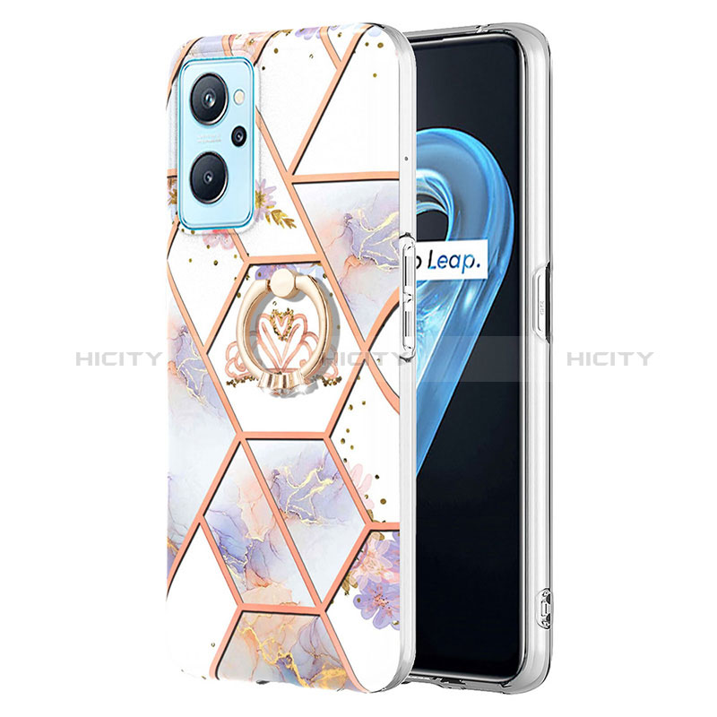 Coque Silicone Motif Fantaisie Souple Couleur Unie Etui Housse avec Support Bague Anneau Y02B pour Oppo A96 4G Plus