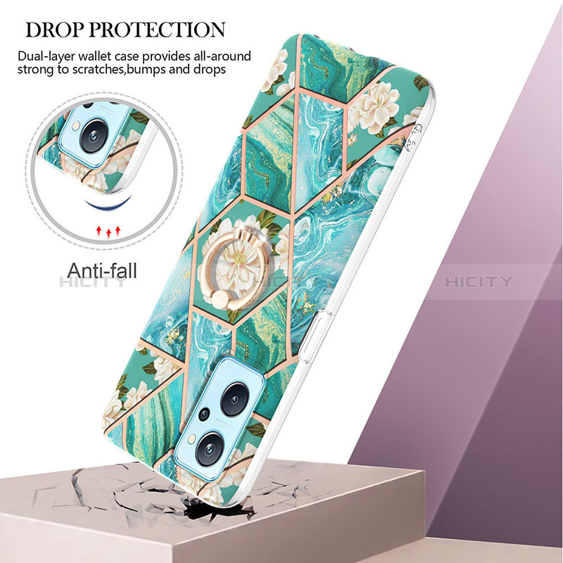 Coque Silicone Motif Fantaisie Souple Couleur Unie Etui Housse avec Support Bague Anneau Y02B pour Oppo A96 4G Plus