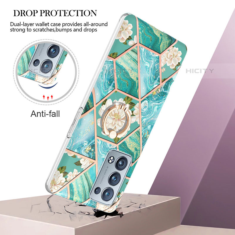 Coque Silicone Motif Fantaisie Souple Couleur Unie Etui Housse avec Support Bague Anneau Y02B pour Oppo Reno6 Pro+ Plus 5G Plus