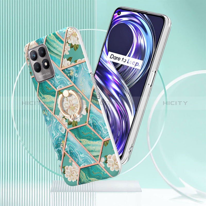 Coque Silicone Motif Fantaisie Souple Couleur Unie Etui Housse avec Support Bague Anneau Y02B pour Realme 8i Plus