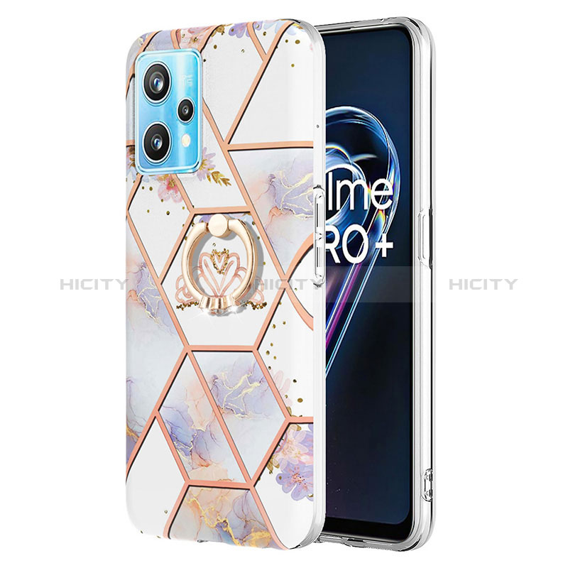 Coque Silicone Motif Fantaisie Souple Couleur Unie Etui Housse avec Support Bague Anneau Y02B pour Realme 9 4G Plus