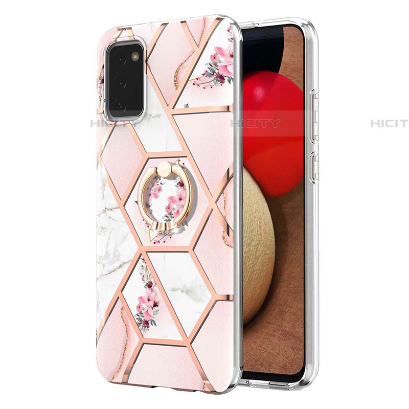 Coque Silicone Motif Fantaisie Souple Couleur Unie Etui Housse avec Support Bague Anneau Y02B pour Samsung Galaxy A03s Plus