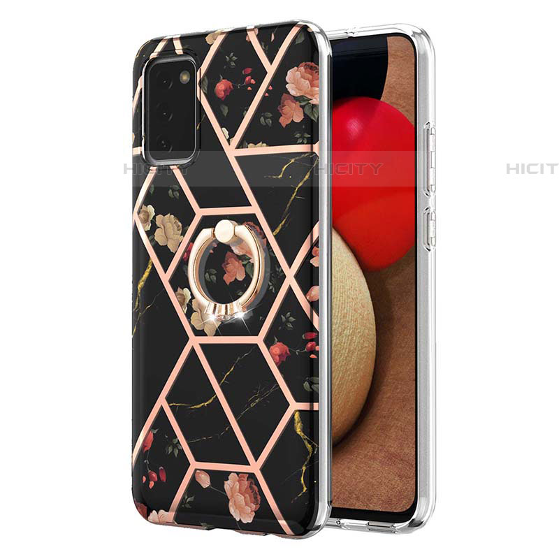 Coque Silicone Motif Fantaisie Souple Couleur Unie Etui Housse avec Support Bague Anneau Y02B pour Samsung Galaxy A03s Plus