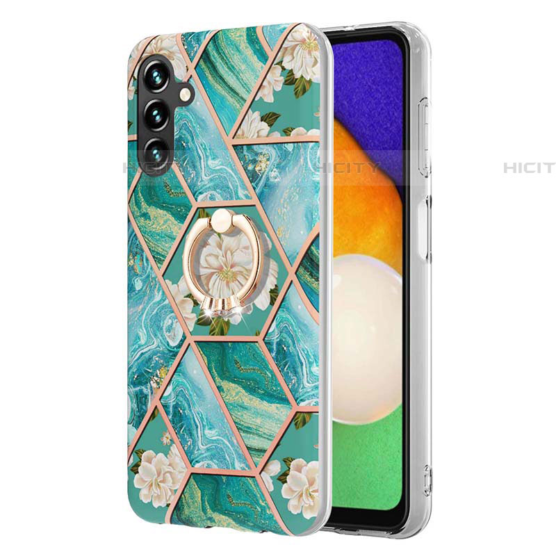 Coque Silicone Motif Fantaisie Souple Couleur Unie Etui Housse avec Support Bague Anneau Y02B pour Samsung Galaxy A04s Plus