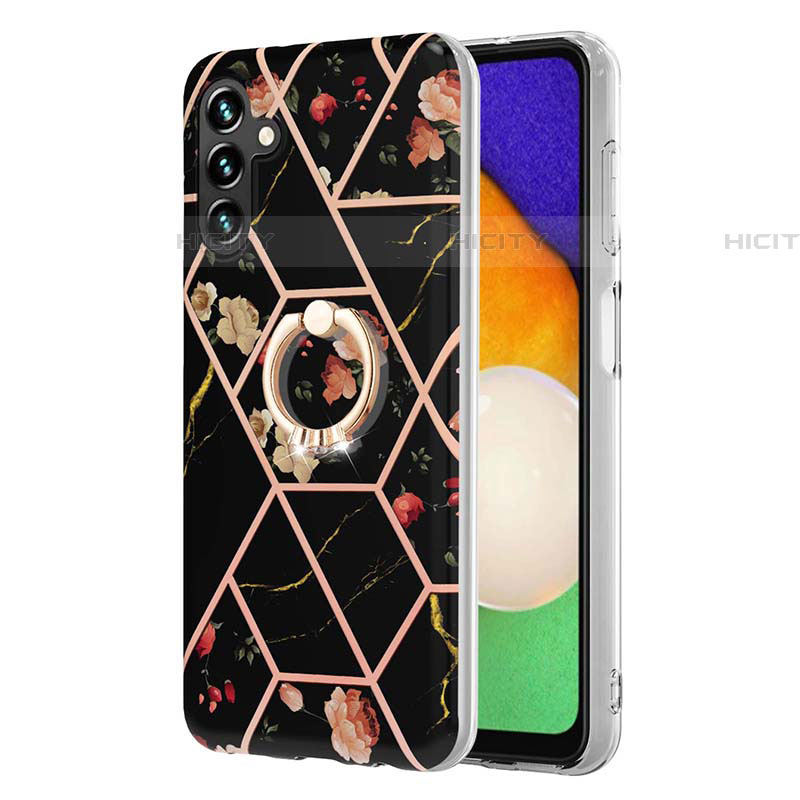 Coque Silicone Motif Fantaisie Souple Couleur Unie Etui Housse avec Support Bague Anneau Y02B pour Samsung Galaxy A04s Plus