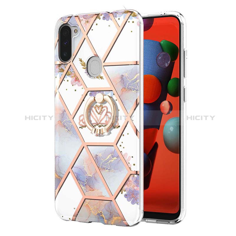 Coque Silicone Motif Fantaisie Souple Couleur Unie Etui Housse avec Support Bague Anneau Y02B pour Samsung Galaxy A11 Plus