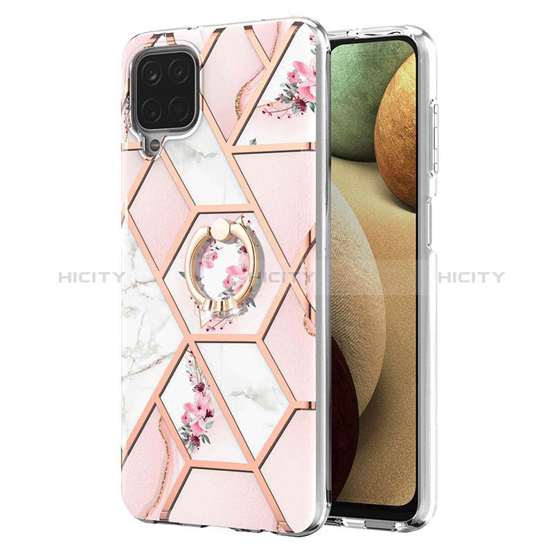 Coque Silicone Motif Fantaisie Souple Couleur Unie Etui Housse avec Support Bague Anneau Y02B pour Samsung Galaxy A12 5G Plus