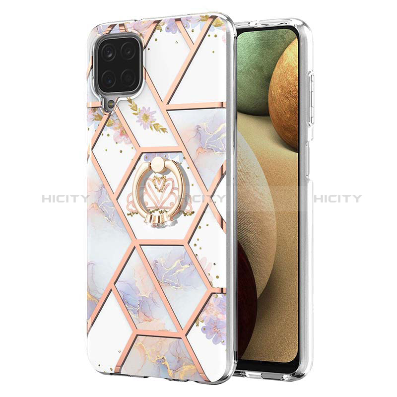 Coque Silicone Motif Fantaisie Souple Couleur Unie Etui Housse avec Support Bague Anneau Y02B pour Samsung Galaxy A12 5G Plus