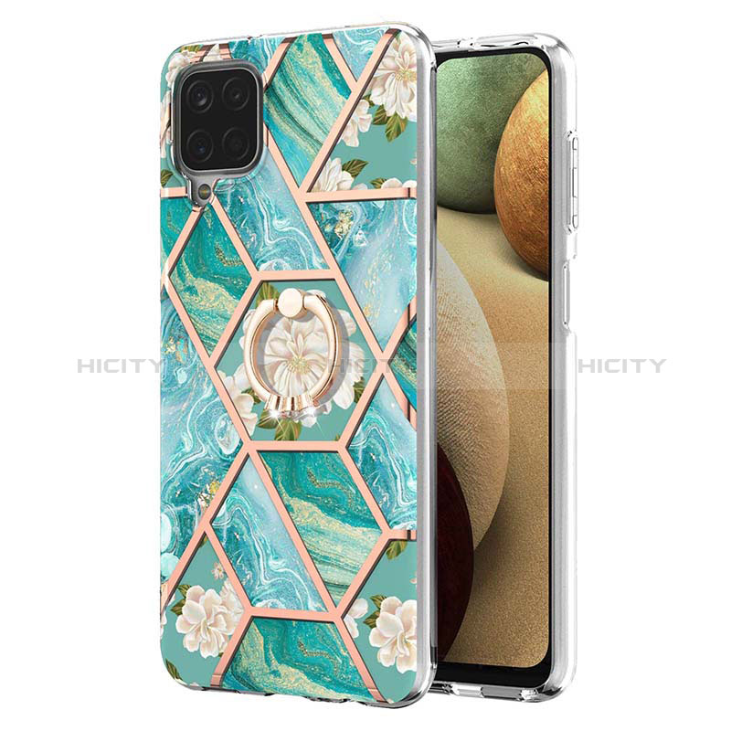 Coque Silicone Motif Fantaisie Souple Couleur Unie Etui Housse avec Support Bague Anneau Y02B pour Samsung Galaxy A12 Nacho Plus