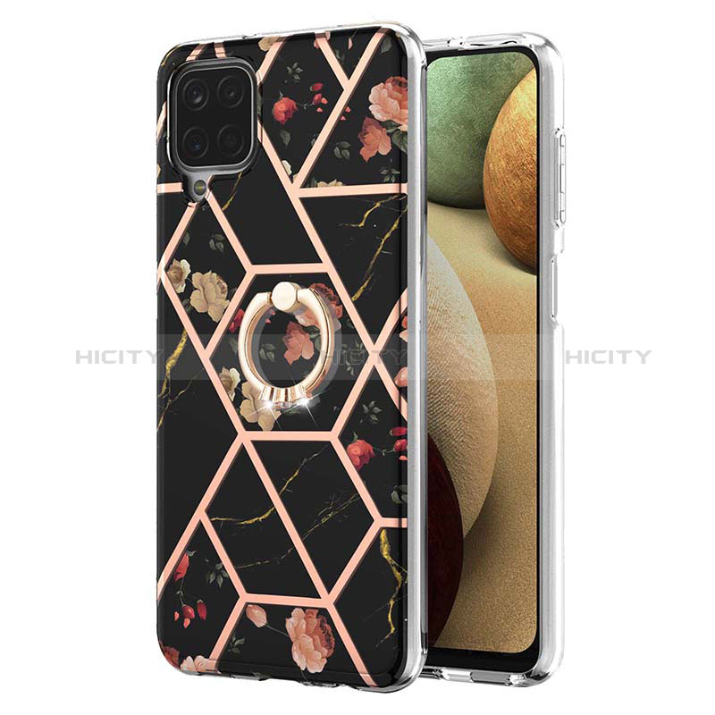 Coque Silicone Motif Fantaisie Souple Couleur Unie Etui Housse avec Support Bague Anneau Y02B pour Samsung Galaxy A12 Plus