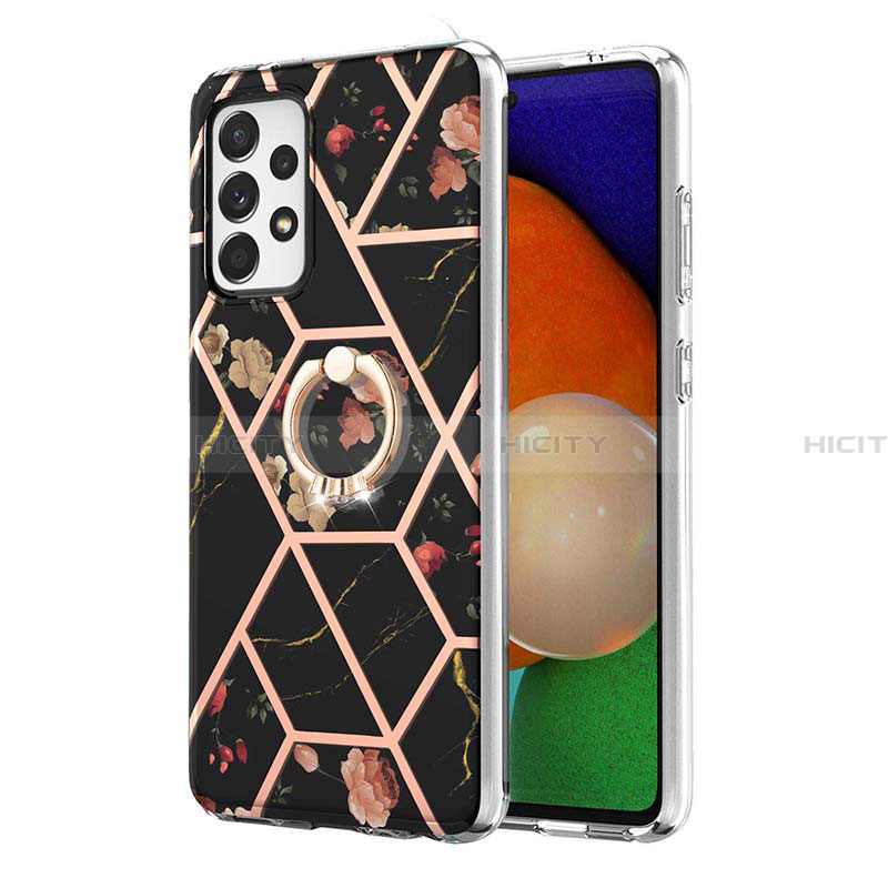 Coque Silicone Motif Fantaisie Souple Couleur Unie Etui Housse avec Support Bague Anneau Y02B pour Samsung Galaxy A13 4G Plus