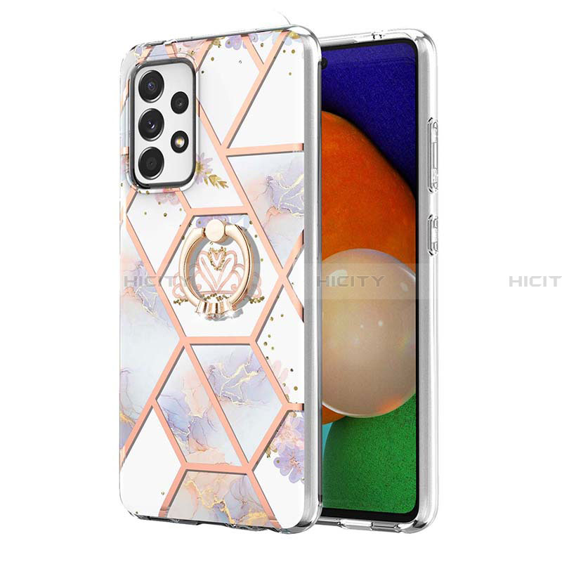 Coque Silicone Motif Fantaisie Souple Couleur Unie Etui Housse avec Support Bague Anneau Y02B pour Samsung Galaxy A13 4G Plus