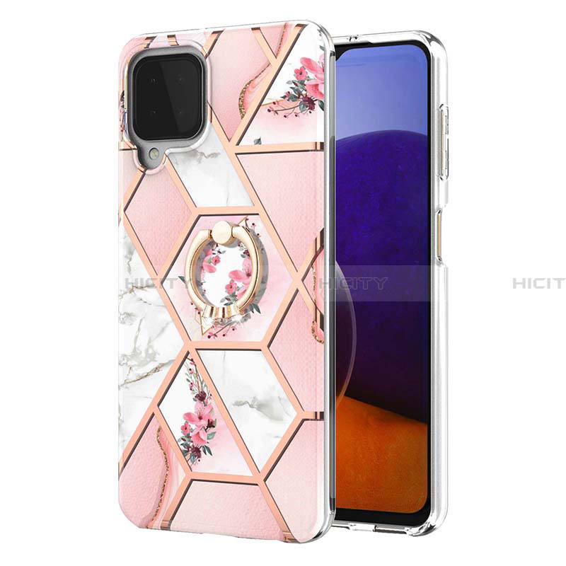 Coque Silicone Motif Fantaisie Souple Couleur Unie Etui Housse avec Support Bague Anneau Y02B pour Samsung Galaxy A22 4G Plus