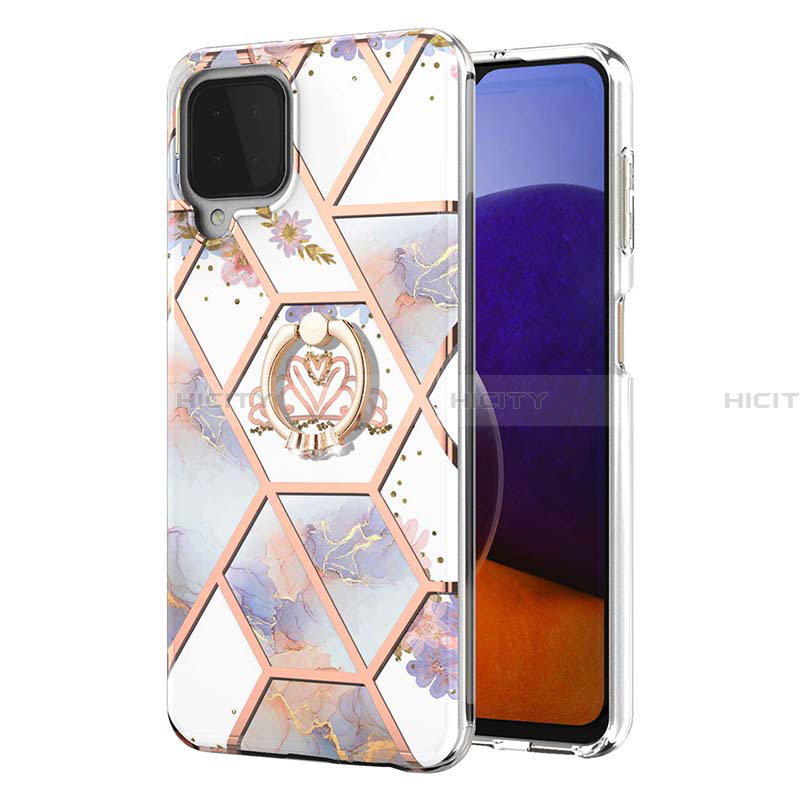 Coque Silicone Motif Fantaisie Souple Couleur Unie Etui Housse avec Support Bague Anneau Y02B pour Samsung Galaxy A22 4G Plus