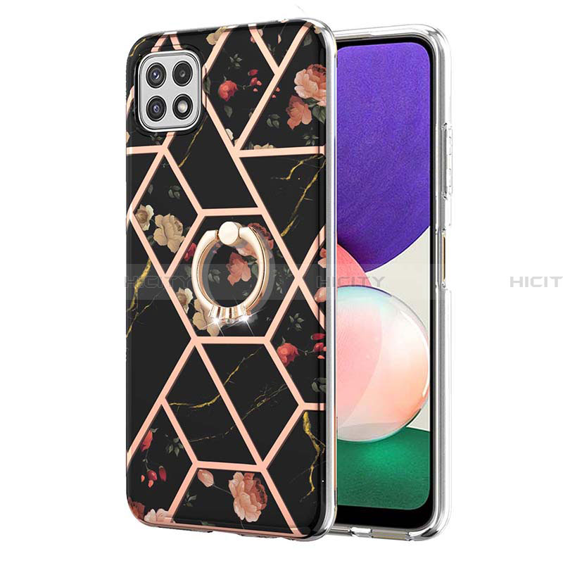 Coque Silicone Motif Fantaisie Souple Couleur Unie Etui Housse avec Support Bague Anneau Y02B pour Samsung Galaxy A22 5G Plus