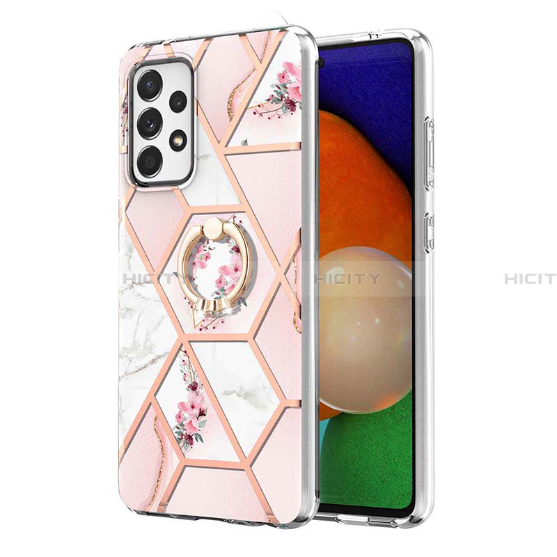 Coque Silicone Motif Fantaisie Souple Couleur Unie Etui Housse avec Support Bague Anneau Y02B pour Samsung Galaxy A23 4G Plus