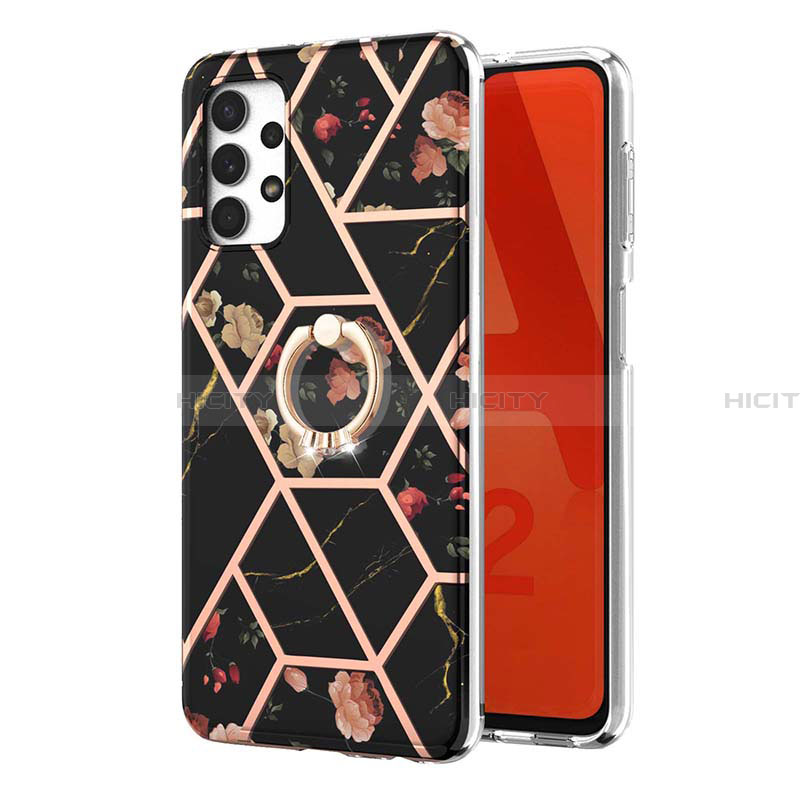 Coque Silicone Motif Fantaisie Souple Couleur Unie Etui Housse avec Support Bague Anneau Y02B pour Samsung Galaxy A32 4G Plus