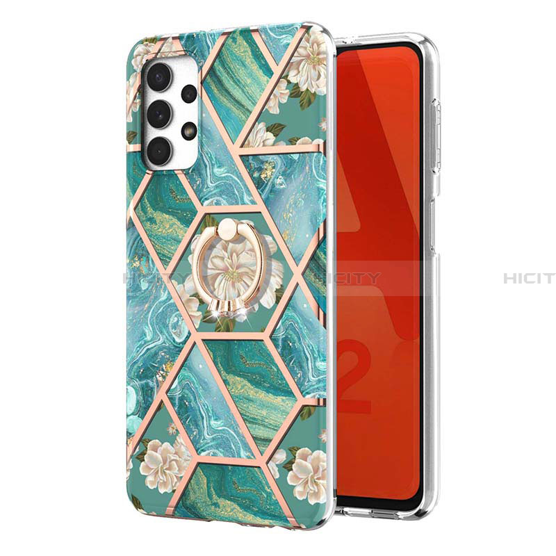 Coque Silicone Motif Fantaisie Souple Couleur Unie Etui Housse avec Support Bague Anneau Y02B pour Samsung Galaxy A32 4G Plus