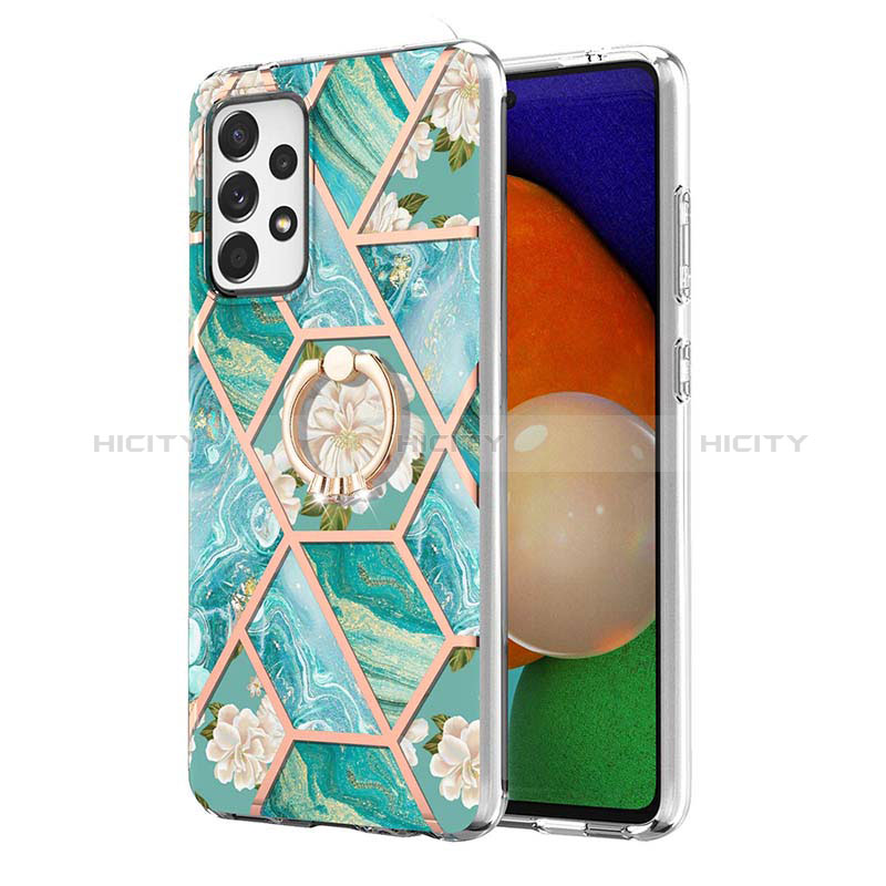 Coque Silicone Motif Fantaisie Souple Couleur Unie Etui Housse avec Support Bague Anneau Y02B pour Samsung Galaxy A52s 5G Plus