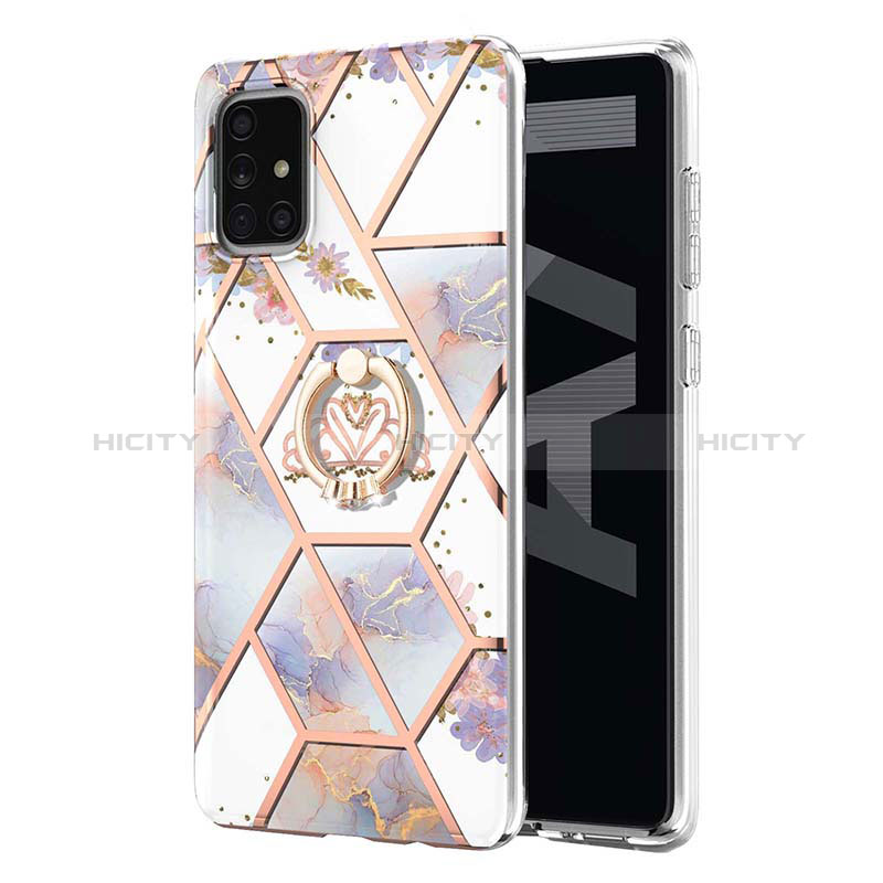 Coque Silicone Motif Fantaisie Souple Couleur Unie Etui Housse avec Support Bague Anneau Y02B pour Samsung Galaxy A71 5G Plus