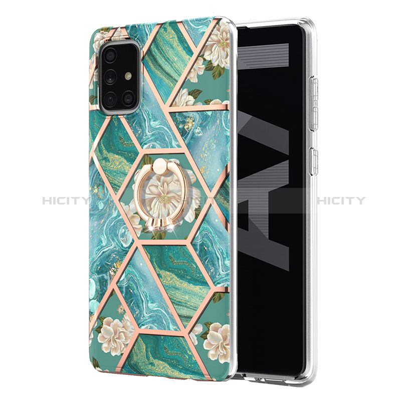 Coque Silicone Motif Fantaisie Souple Couleur Unie Etui Housse avec Support Bague Anneau Y02B pour Samsung Galaxy A71 5G Plus