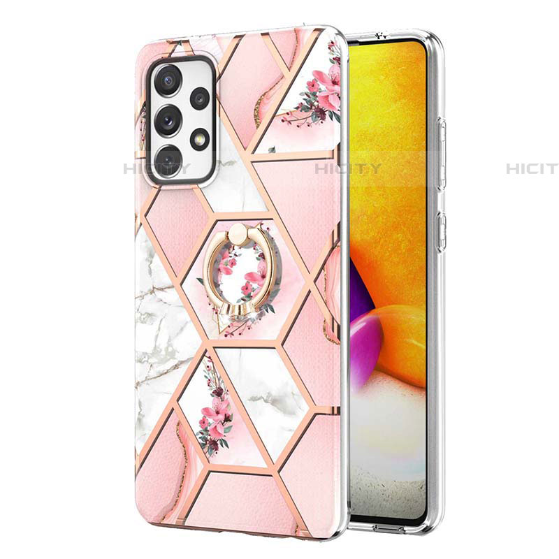 Coque Silicone Motif Fantaisie Souple Couleur Unie Etui Housse avec Support Bague Anneau Y02B pour Samsung Galaxy A72 4G Plus