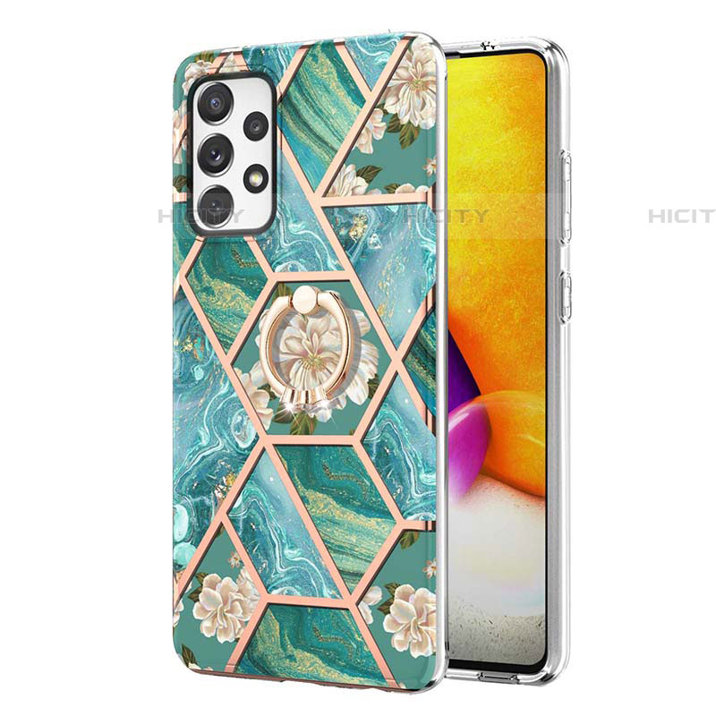 Coque Silicone Motif Fantaisie Souple Couleur Unie Etui Housse avec Support Bague Anneau Y02B pour Samsung Galaxy A72 4G Plus