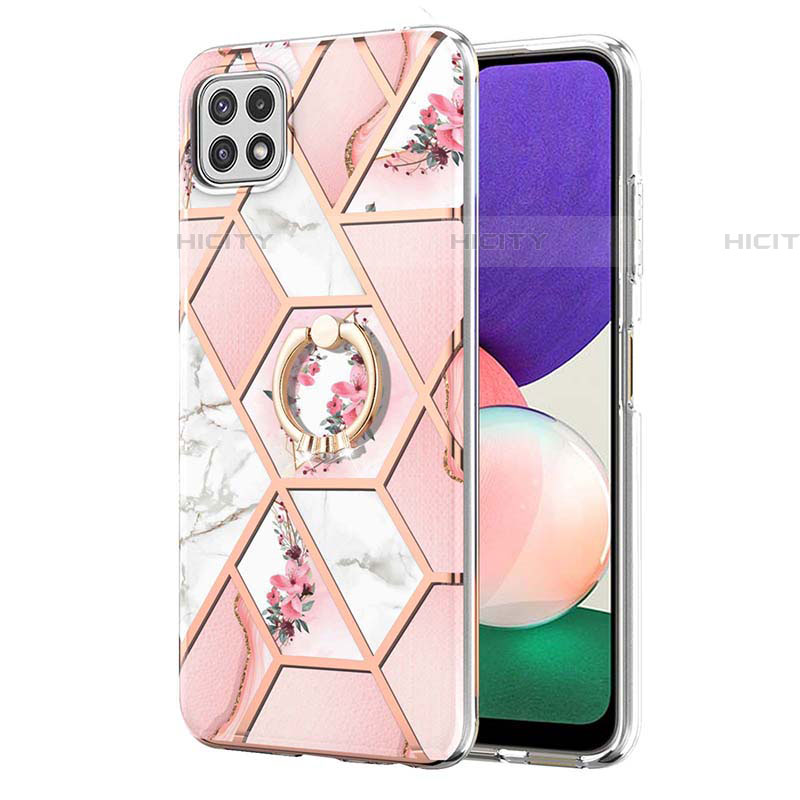 Coque Silicone Motif Fantaisie Souple Couleur Unie Etui Housse avec Support Bague Anneau Y02B pour Samsung Galaxy F42 5G Plus