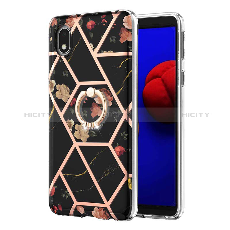 Coque Silicone Motif Fantaisie Souple Couleur Unie Etui Housse avec Support Bague Anneau Y02B pour Samsung Galaxy M01 Core Plus